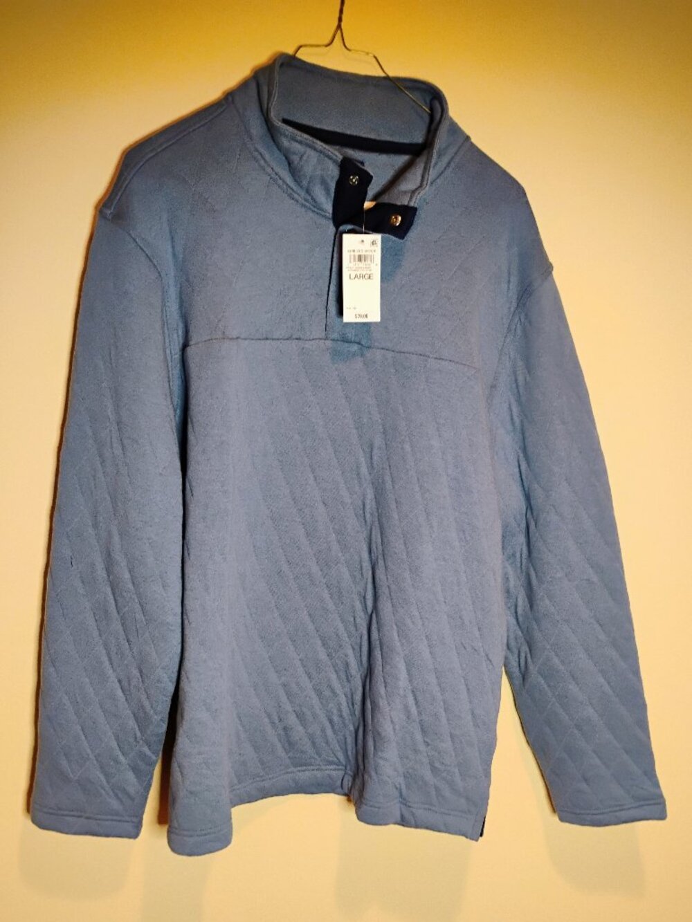 Club Room Men's Quilted Pullover Shirt Wedgewood Blue Large